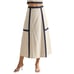 ABLE Women's Small Sand Navy Blue Contrast Trim Square Neck Top Midi Skirt Set