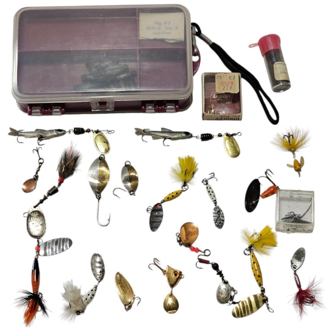 Vintage Fishing Spinners & Rooster Tails Plus Accessories Colectible Rare Lot