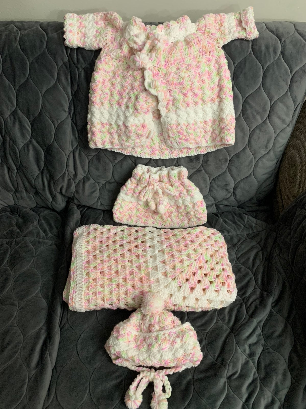 Crocheted baby starter set