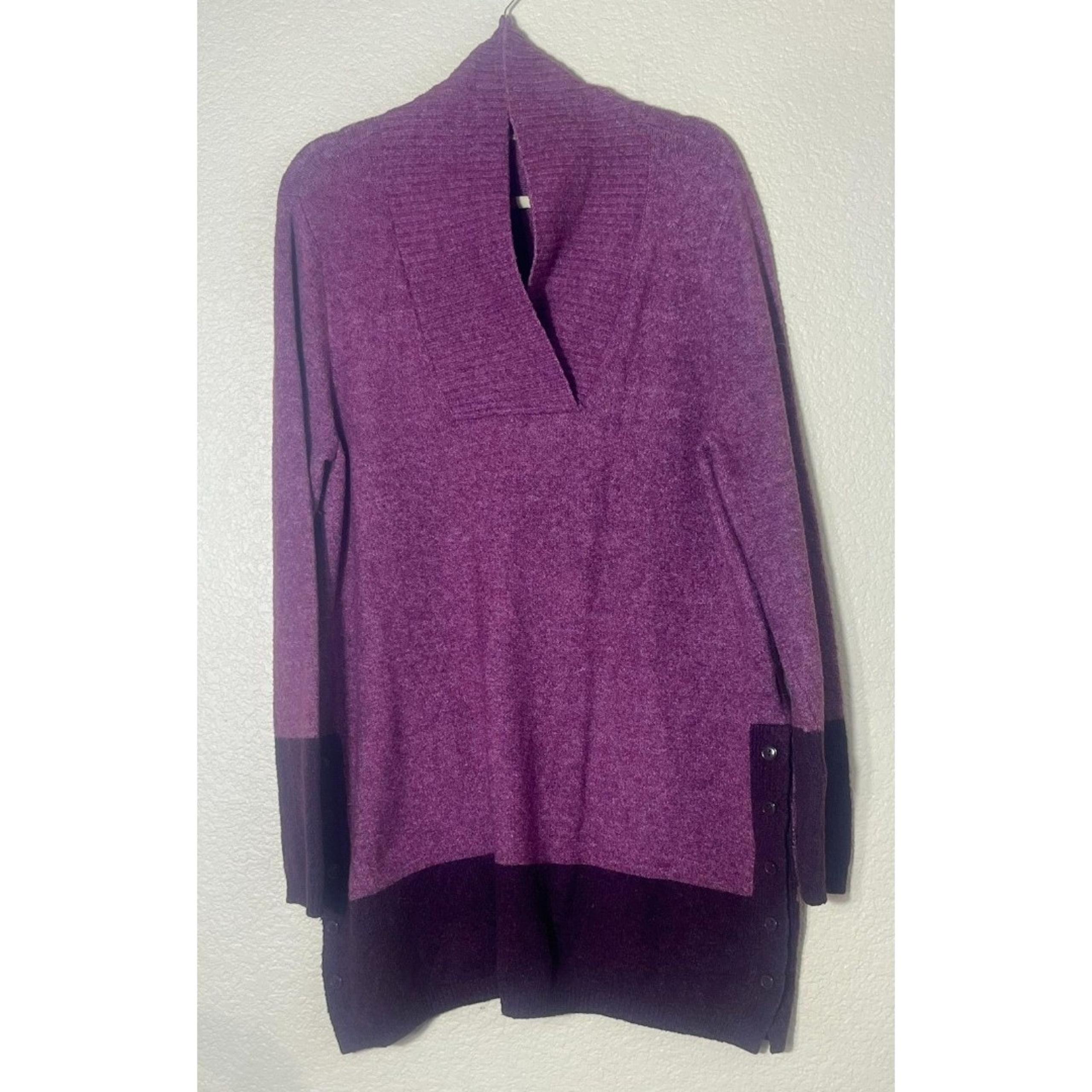 Soft Surroundings 2 Tone Purple Tunic Sweater Large Wool Blend