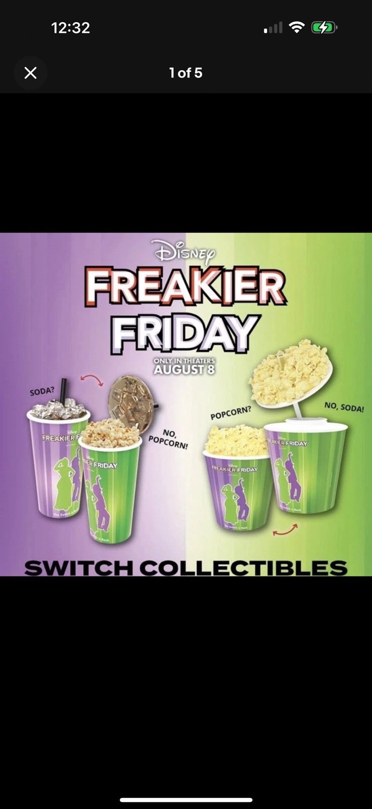 Disney Freakier Friday movie popcorn bucket and drink cup set
