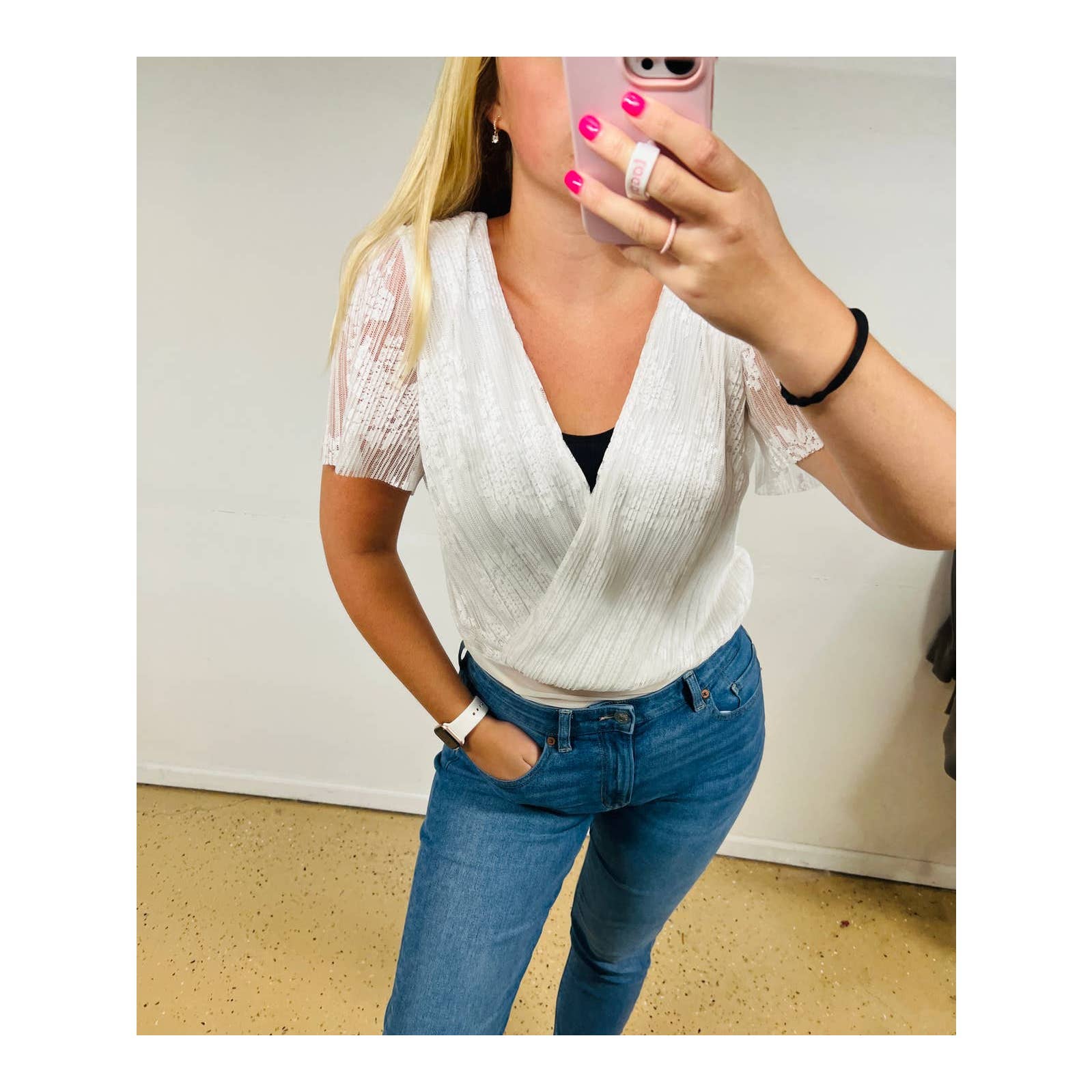 ASTR The Label White Lace Bodysuit