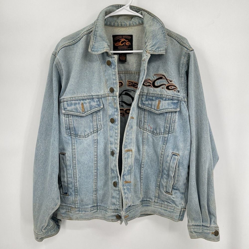 Vintage Orange County Choppers Jacket Mens Size M Blue Denim Biker Motorcycle