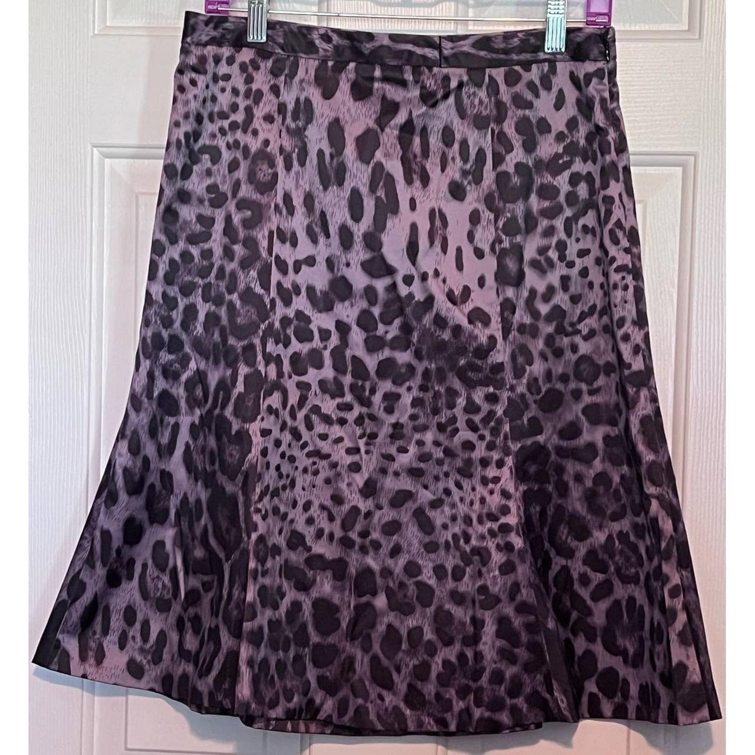 East 5th Women's Black Animal Print Little Purple/Gray Satin Like Shirt Size 10