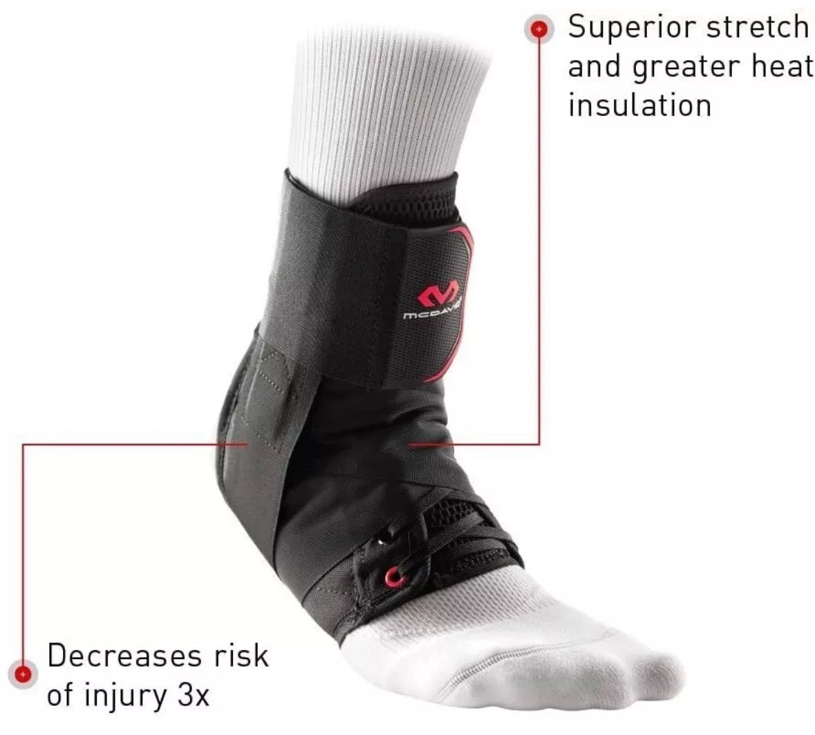 McDavid 195 Ultralight Ankle Brace with Straps - Black - Size Medium