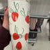 Strawberry w green bow flip top tumbler