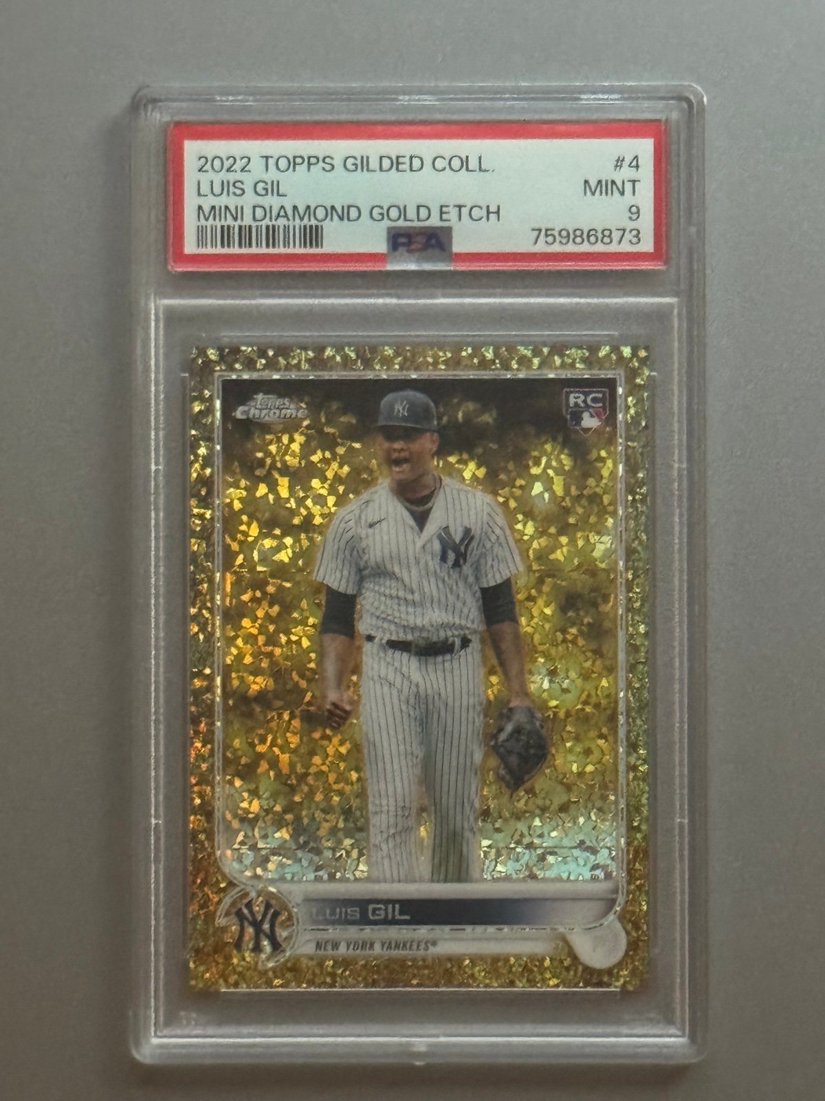 2022 Topps Gilded Collection Mini Diamond Gold Etch Luis Gil RC #1/50 PSA 9