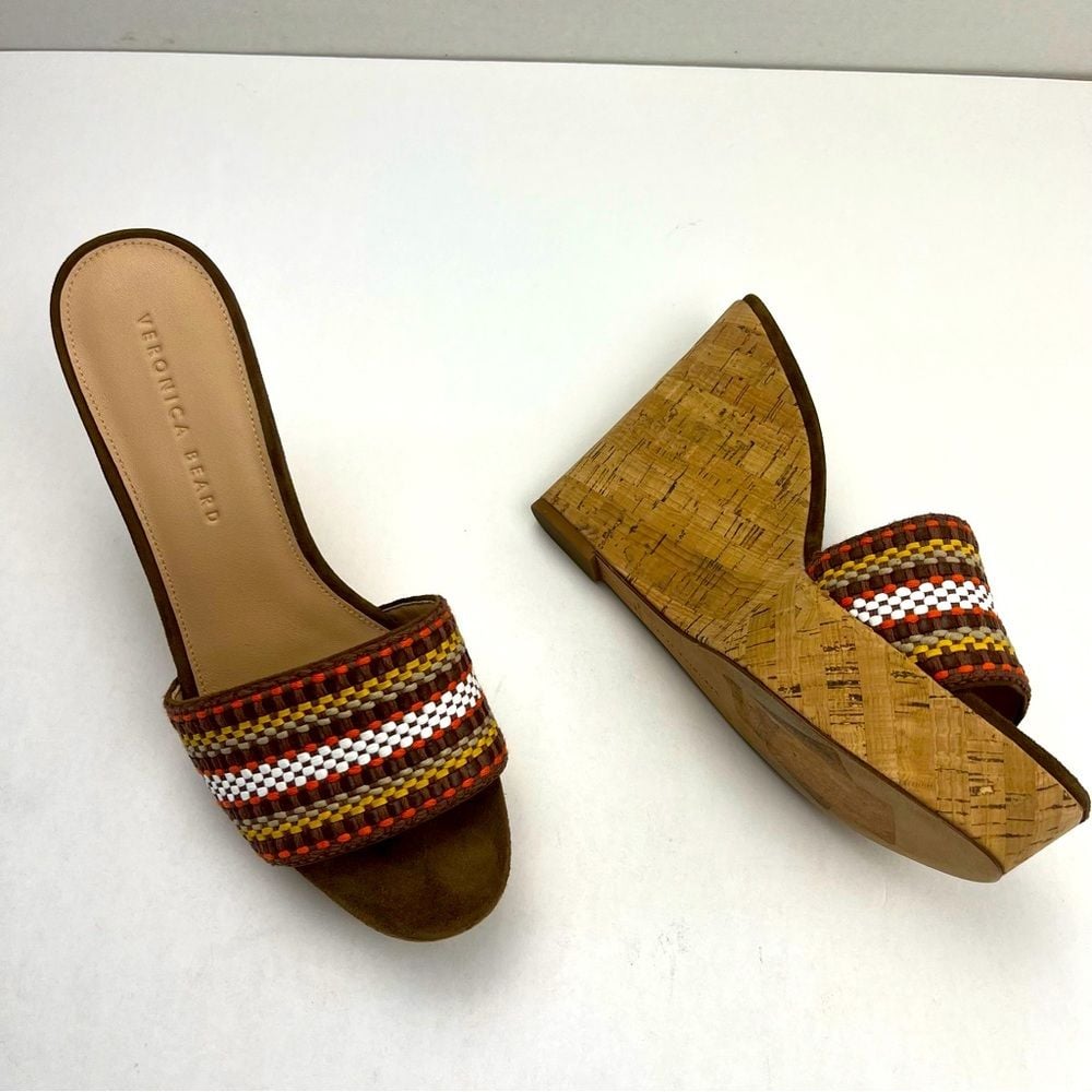 Veronica Beard Brown Dali Woven Wedge Sandals Shoes Women 9.5M 9.5 *FACTORY FLAW