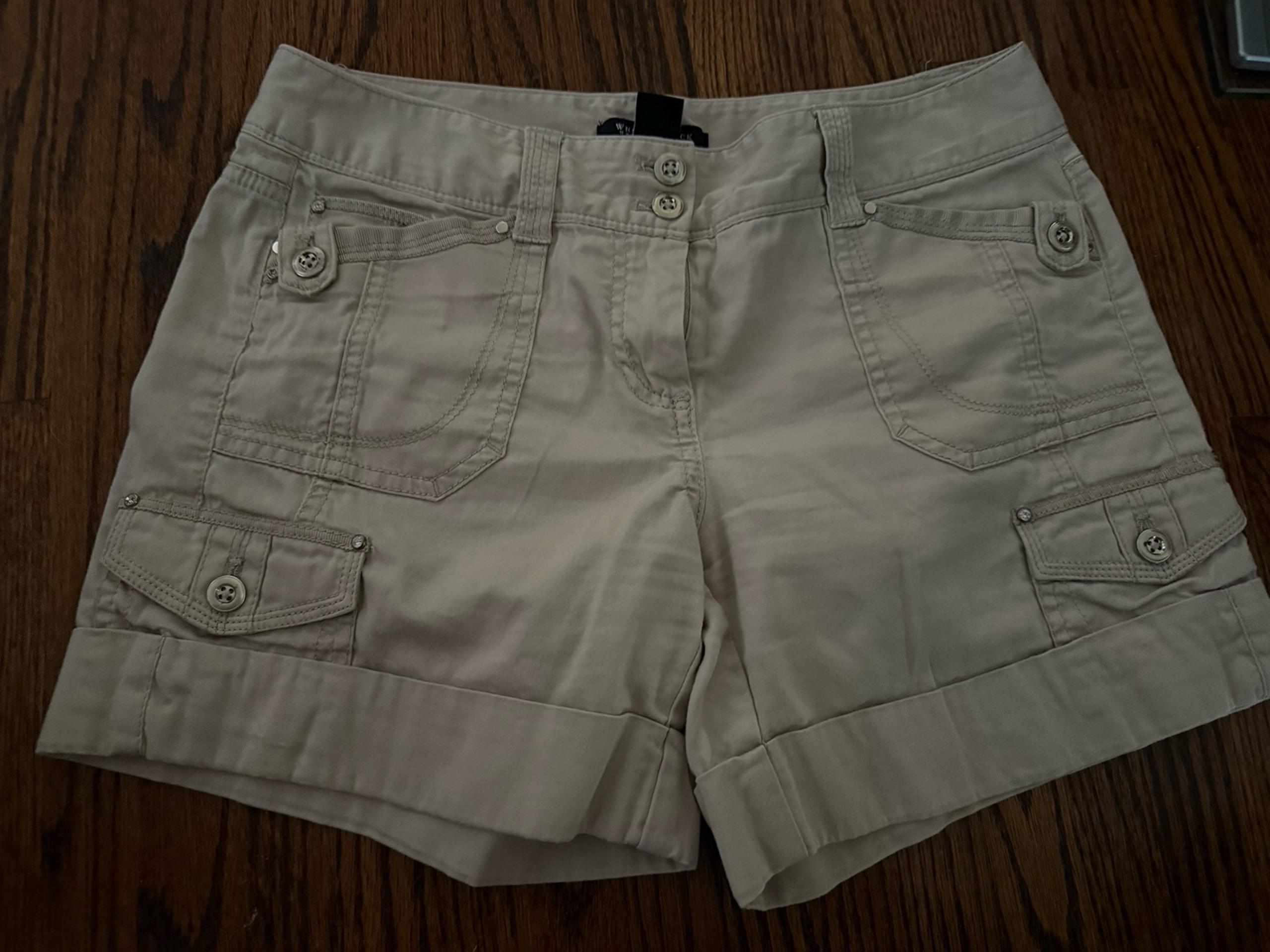 White House Black Market khaki shorts.