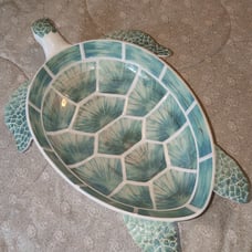 XLARGE Better Homes & Gardens Melamine 3D Beach SEA TURTLE 22 x 14 Serving Bowl