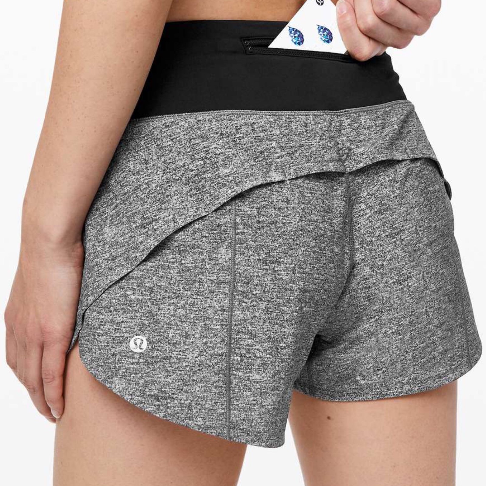 Lululemon Speed Up Short Long *4 Heather Lux Multi Black / Black 4