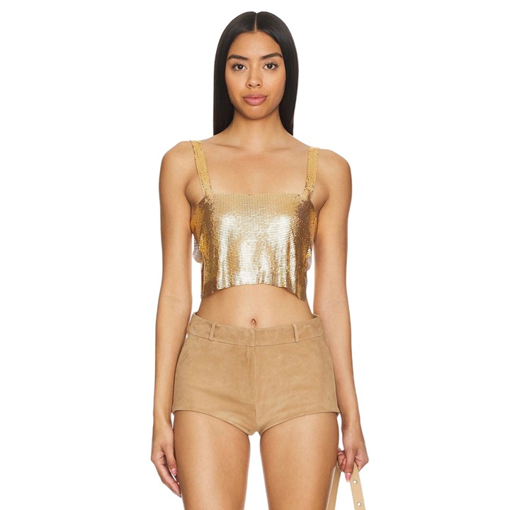 superdown Karla Cut Out Top XX-Small New Womens Cropped Chainmail Tank