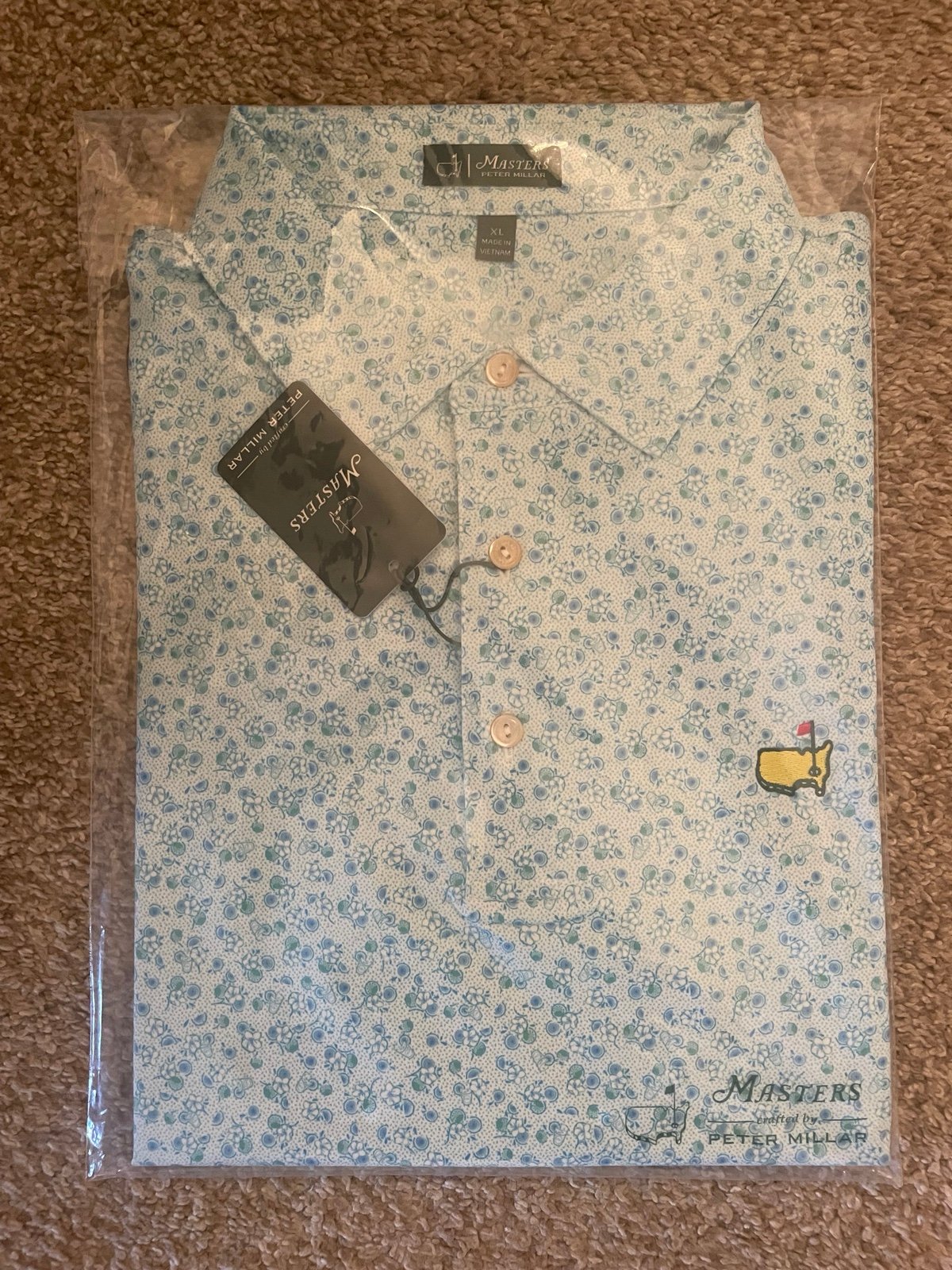 NEW For 2025 Masters Peter Millar Polo With Magnolia Print Size XL Augusta