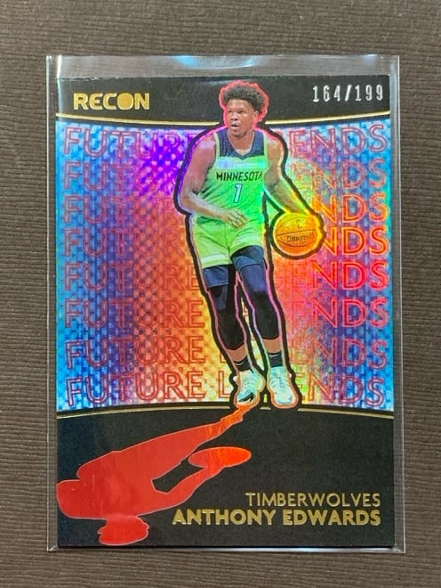 ANTHONY EDWARDS ROOKIE CARD • RARE PANINI RECON ‘FUTURE LEGENDS’ RED HOLO /199