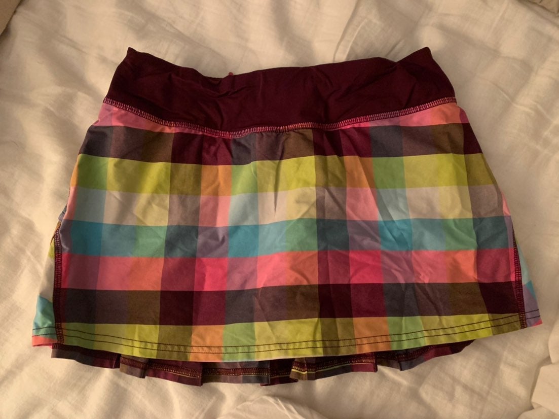 Lululemon Athletica Pace setter sea check skort skirt sz 4