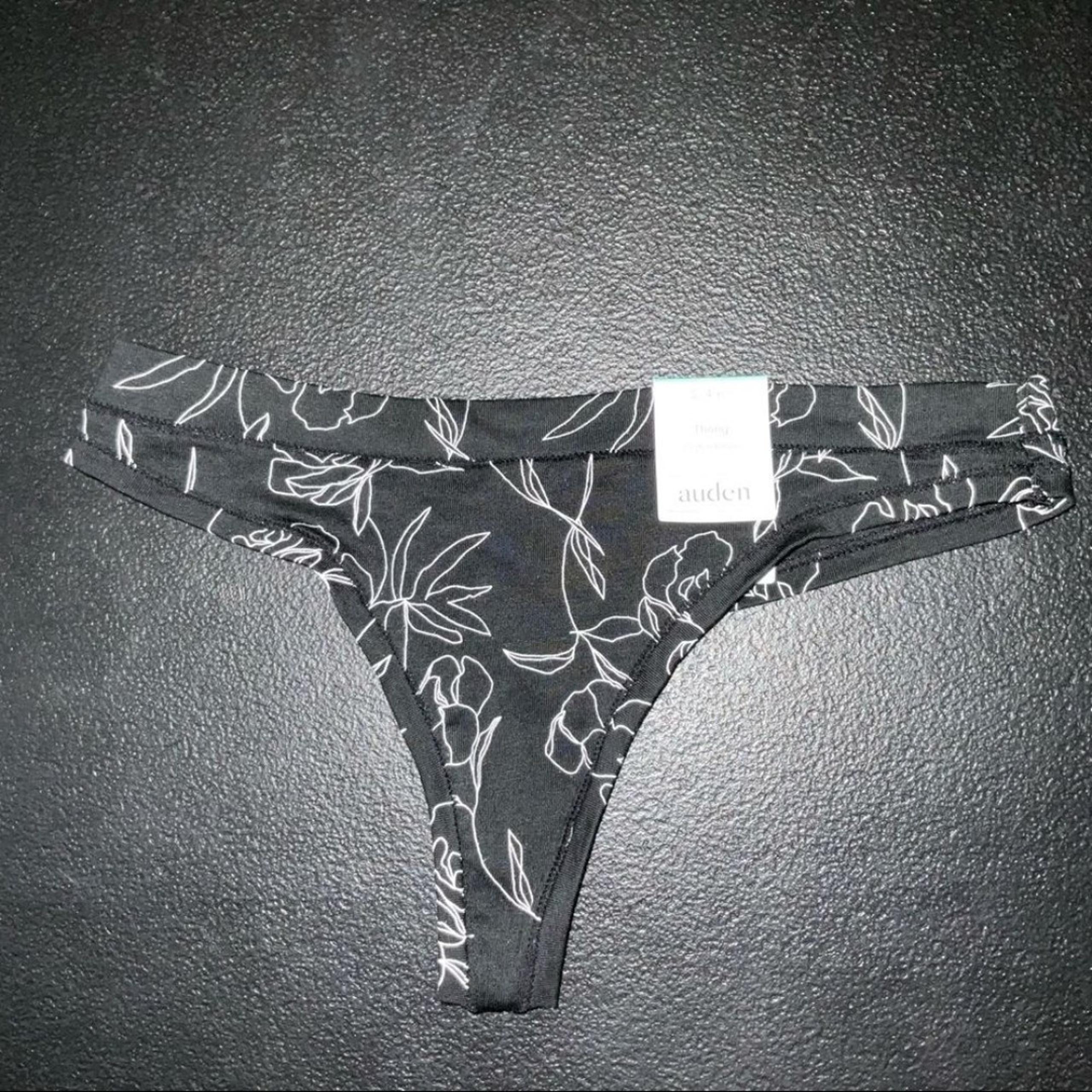 Auden Target Size Small Thong Panty Black White Spandex Stretch Cotton Blend