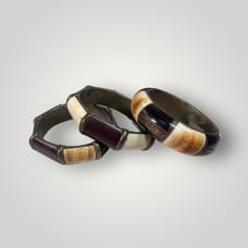 Vintage Brass and Bone Bangle Bracelet Lot of 3