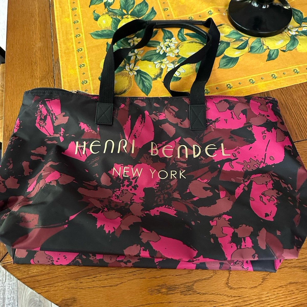 Henri Bendel Pink Camo Tote with Gold-Tone Hardware Larger Size NWOT