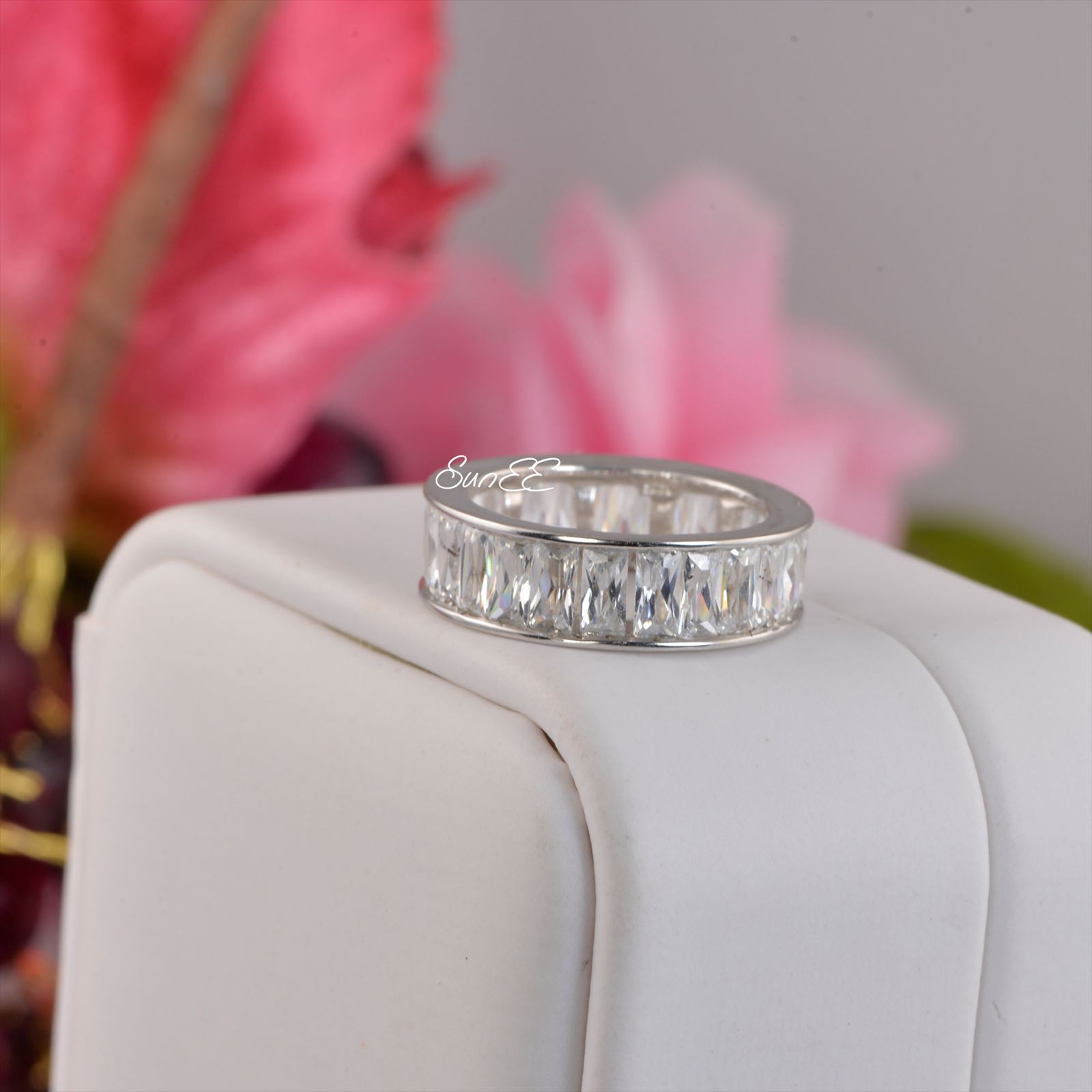 New Real 925 Sterling Silver Eternity Wedding Band Ring 6