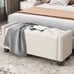 Velvet Storage Ottoman Bench - Beige