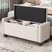 Velvet Storage Ottoman Bench - Beige