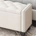 Velvet Storage Ottoman Bench - Beige