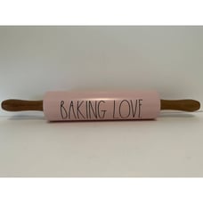 RAE DUNN Baking Love Pink Rolling Pin Valentine's Day, Love *NEW
