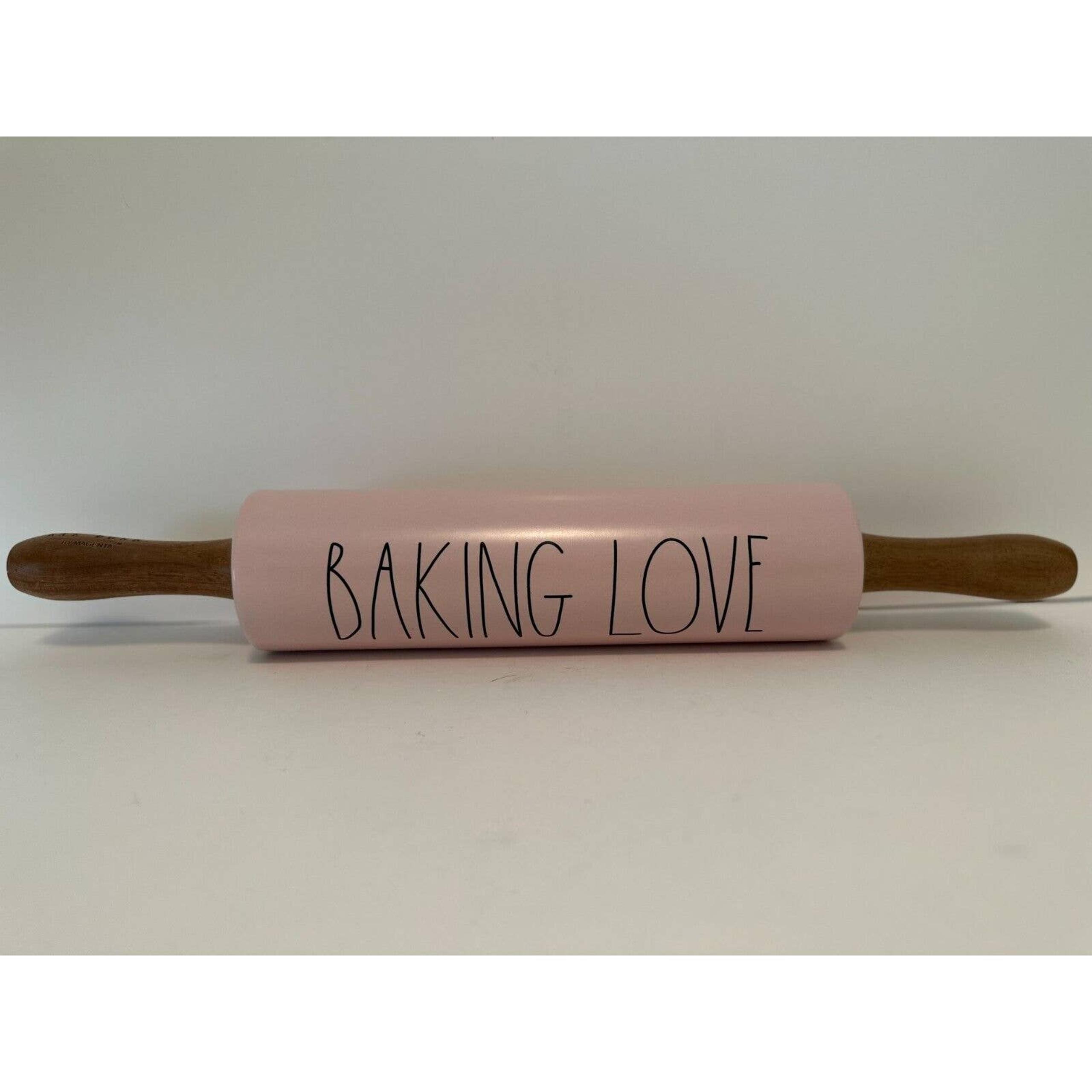 RAE DUNN "Baking Love" Pink Rolling Pin Valentine's Day, Love *NEW