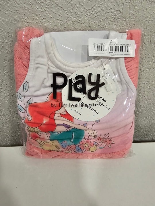 little sleepies disney princess ariel dress 6-12 mo