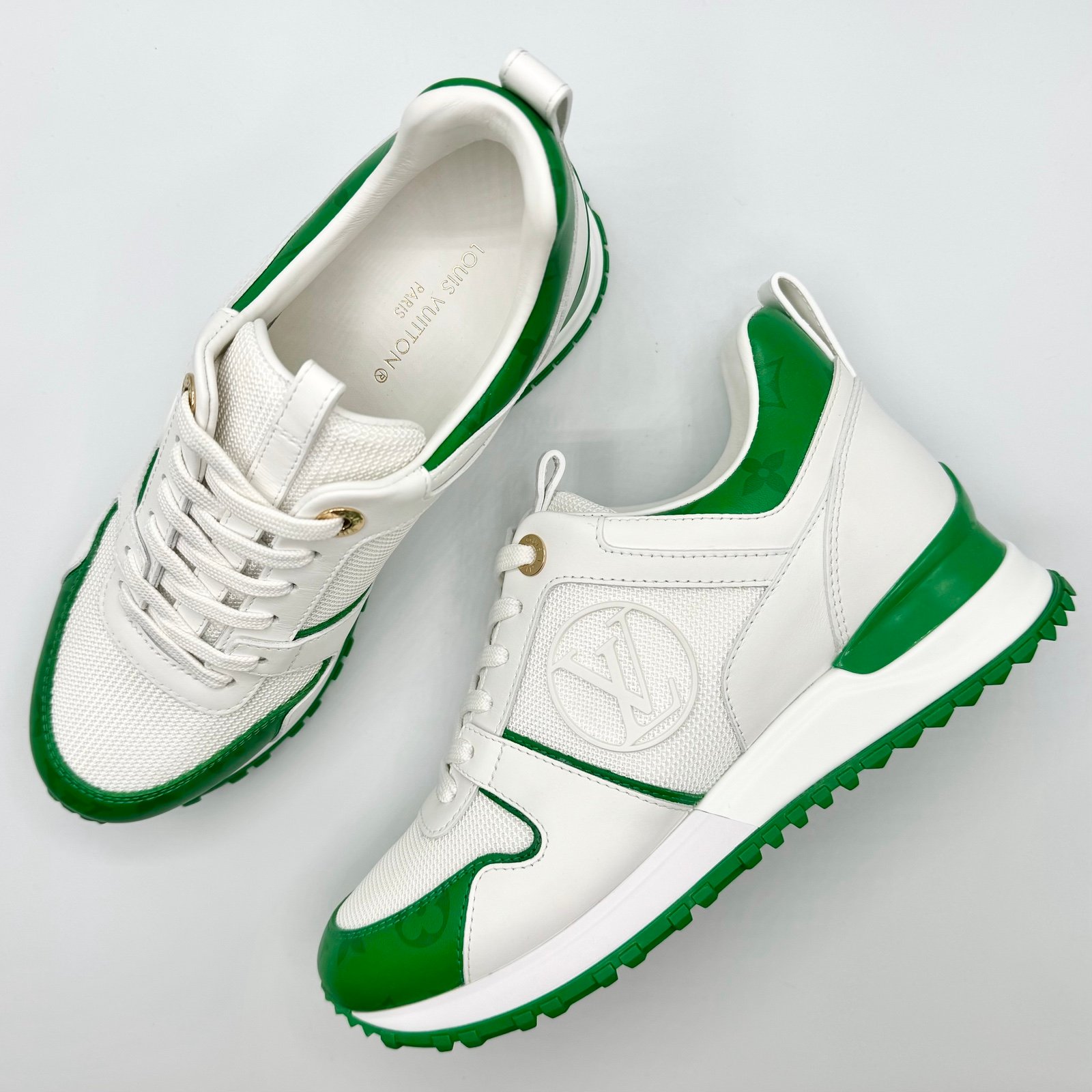 NEW Louis Vuitton Green Logo Run Away Low Top Lace Up Sneakers Trainers Shoes