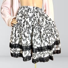 Vintage Floral Brown & Black Square Dance Skirt