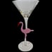 Flamingo Martini Cocktail Glass Handblown Tall Single Pink