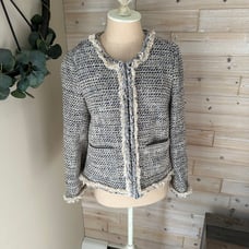 J Crew Speckled Braided Trim Tweed Blazer