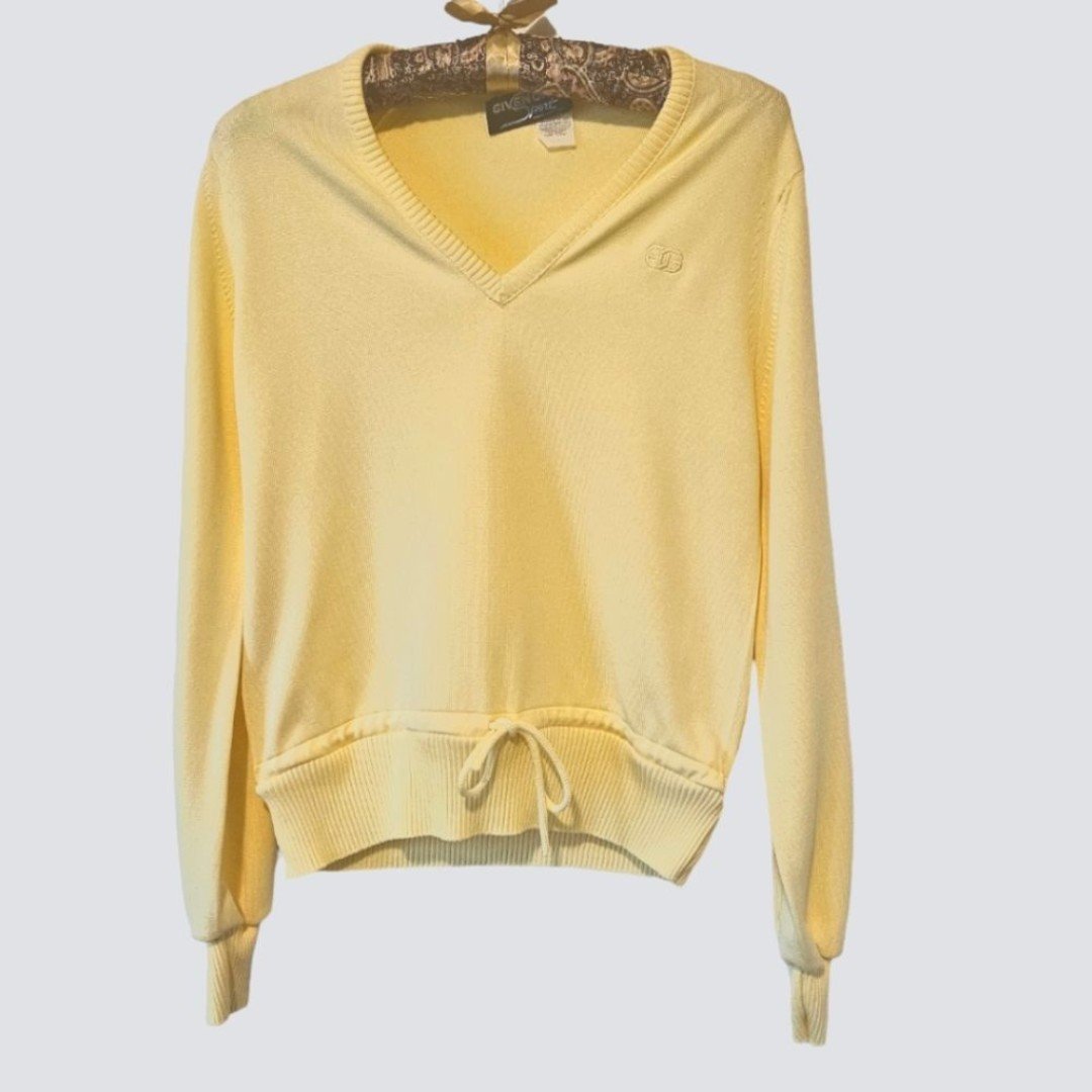 GIVENCHY SPORT vintage yellow luxury athletic athleisure sweater top size 34