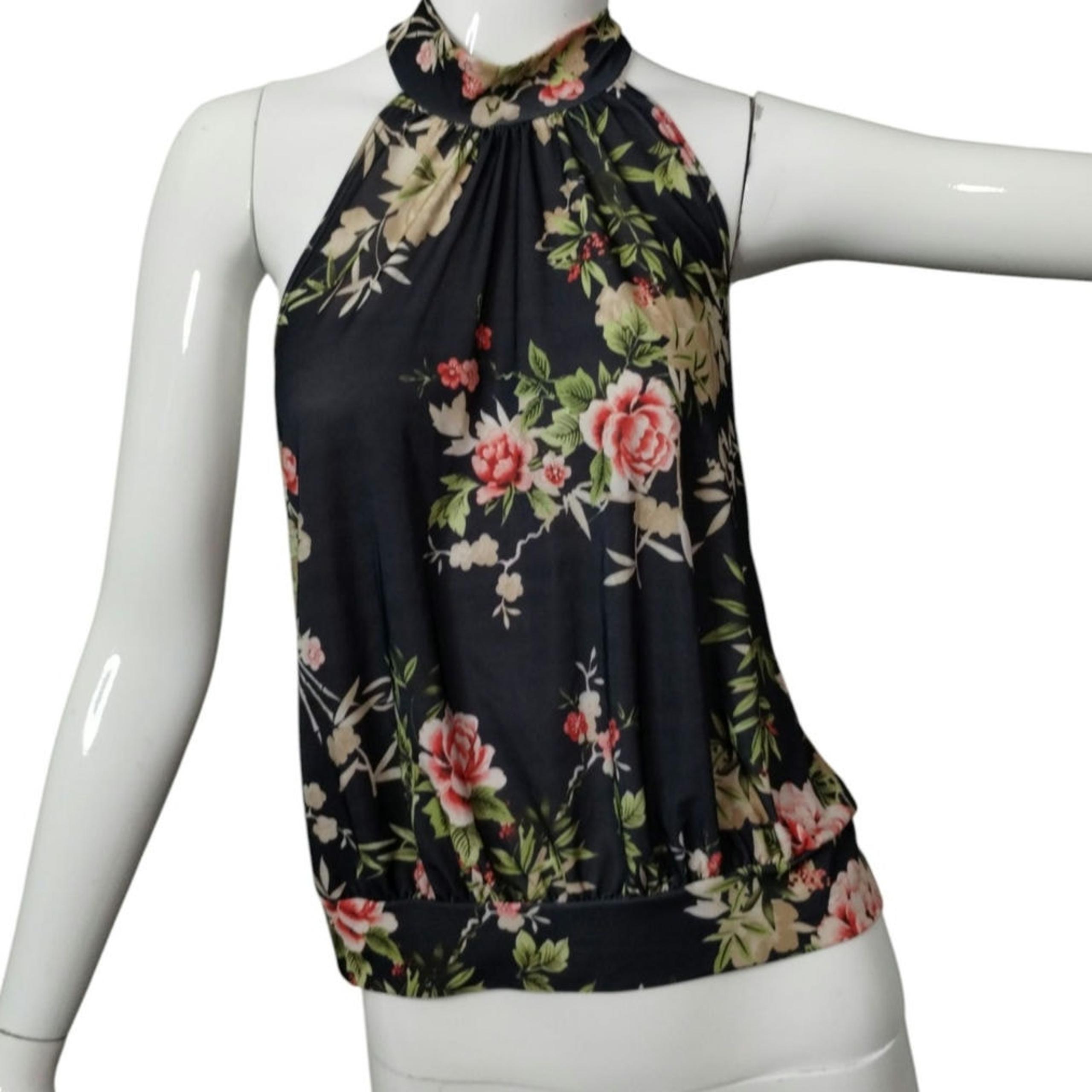Y2K Vintage Forever 21 Women's size Large Floral Coquette Romantic Halter Top