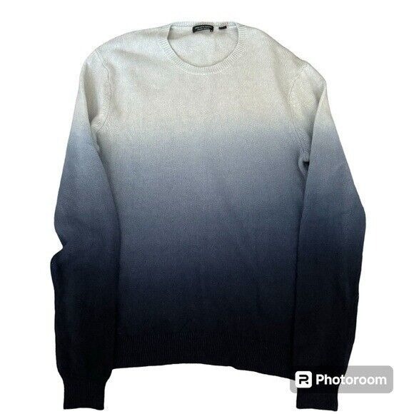 NEW Saks Fifth Avenue Blue Ombre Cashmere Crewneck Sweater Sz XL