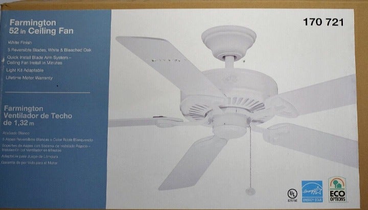 NEW***Farmington 52 In. Ceiling Fan Reversible Blades White