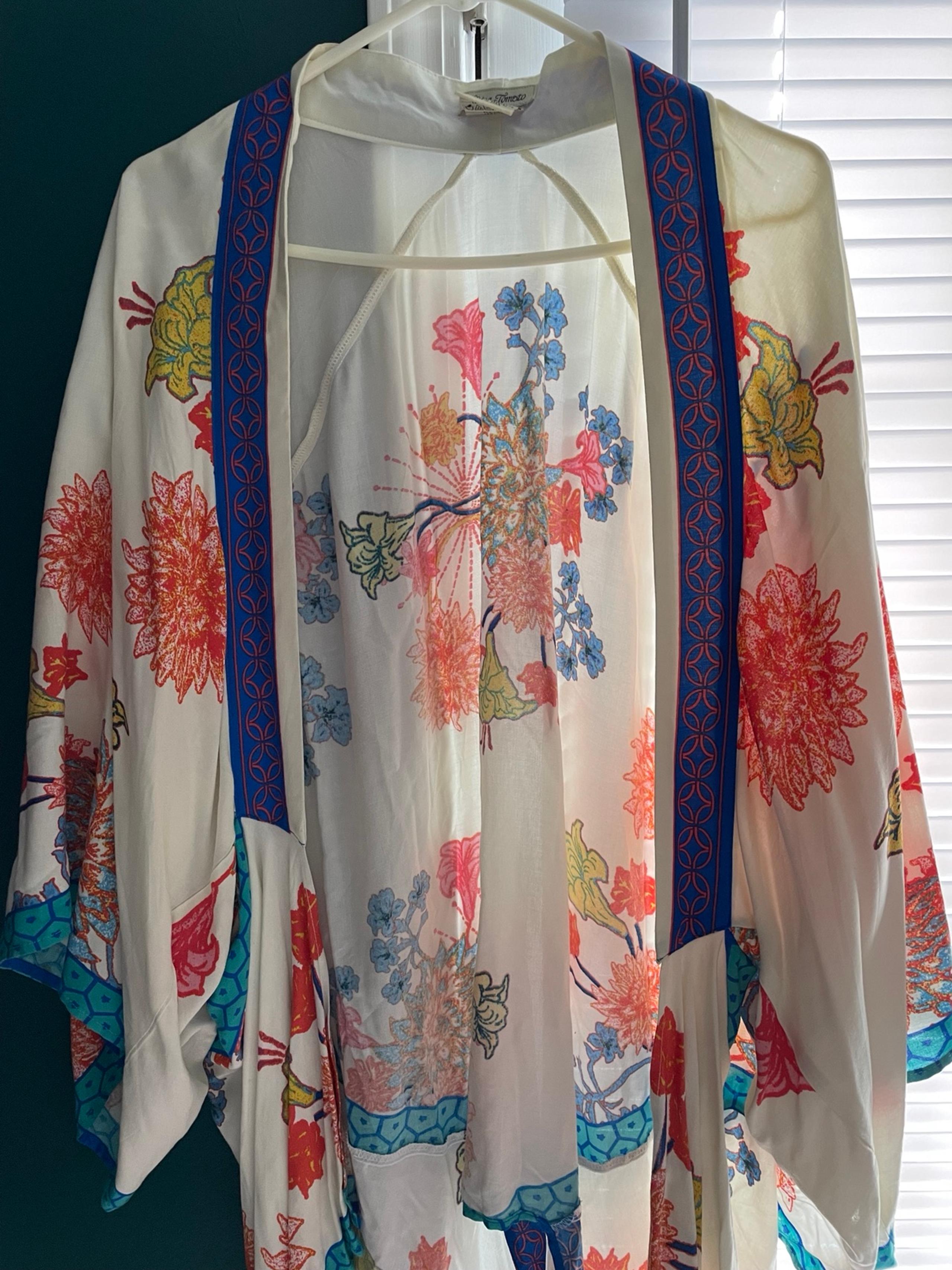Flying Tomato Kimono Womens Small Medium Open Front Duster Cover Up Colorful S/M