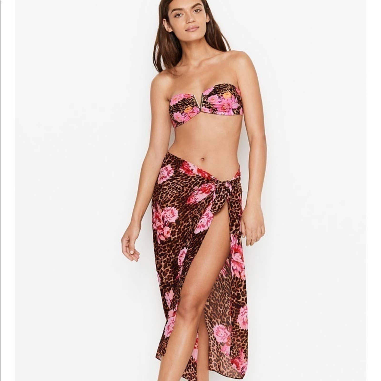 Victoria’s Secret Cheetah Peony Sarong Cover Up One Size NEW