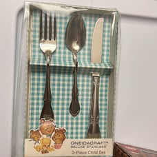 Oneidacraft Deluxe Stainless 3-pc Vintage child flatware Set
