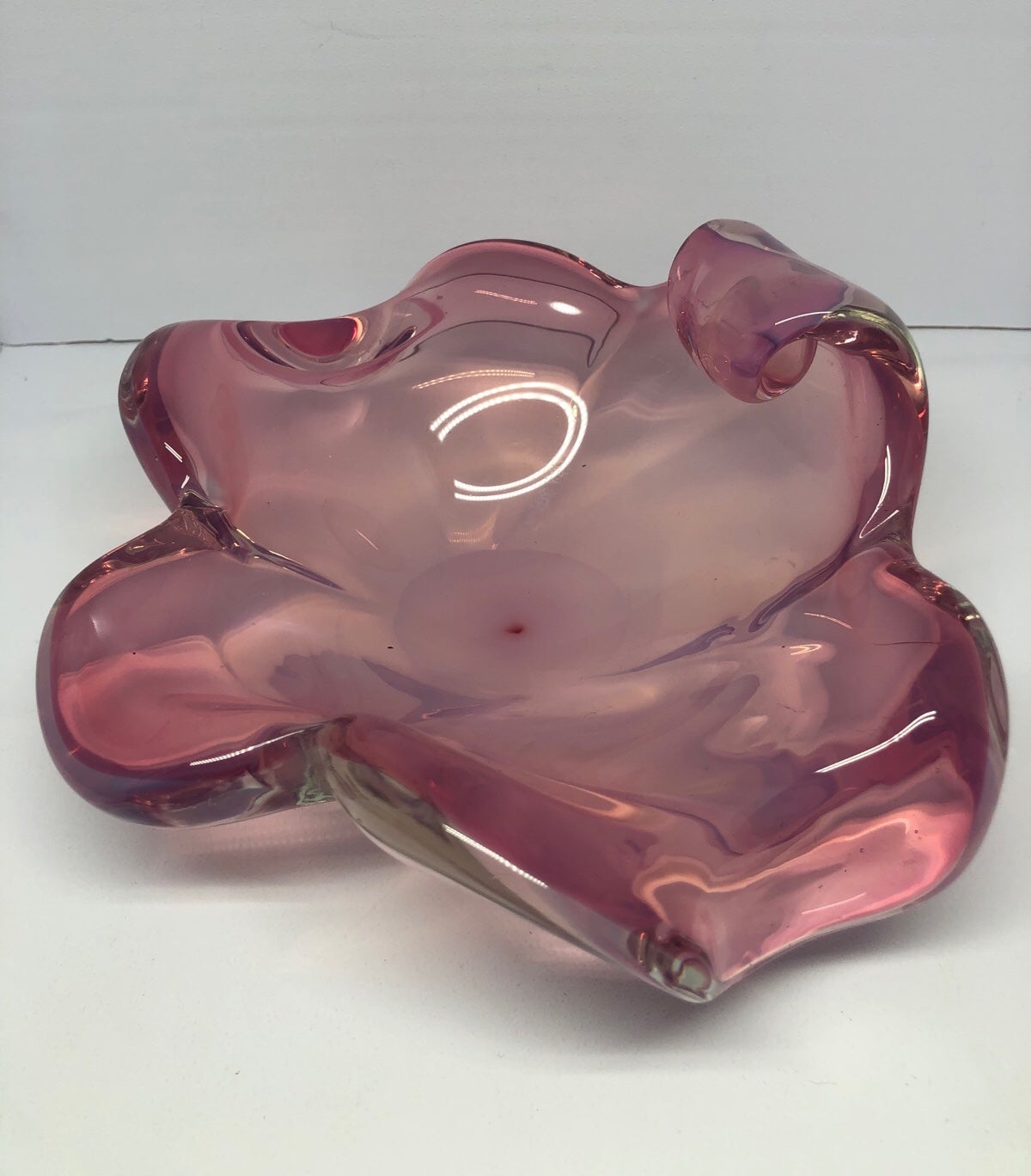 Hand-Blown Opalescent / Opaline Glass Trinket Dish / Ashtray