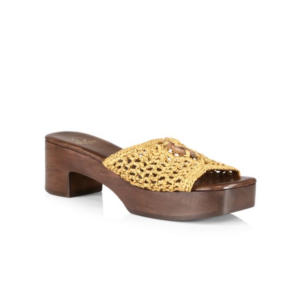 Brother Vellies | Women's Aquarius Wood and Raffia Clogs Size 10