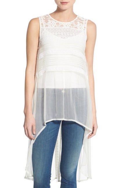 Sheer Embroidered Sleeveless Tunic