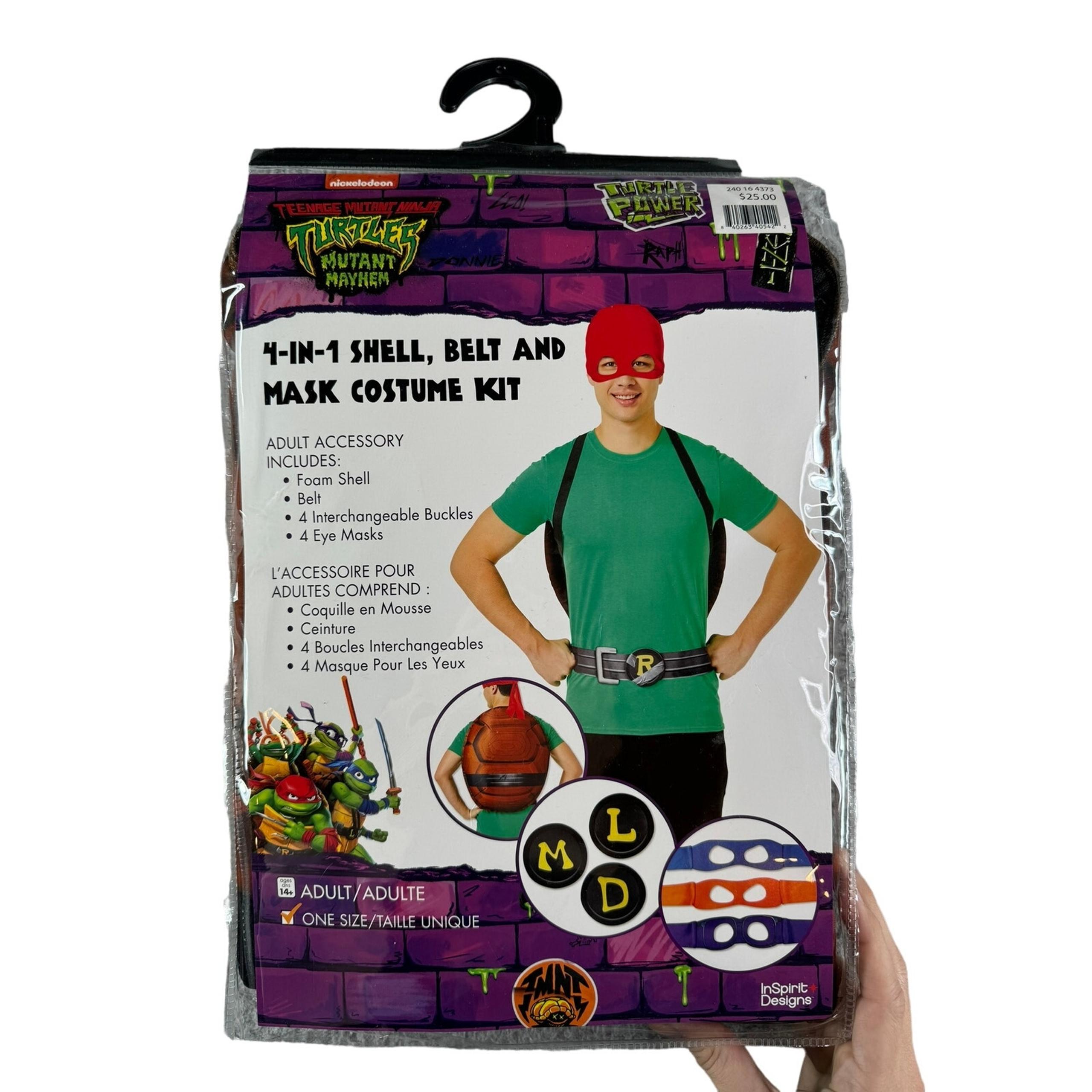 Teenage Mutant Ninja Turtle Costume TMNT Adult 4-in-1 Kit One Size Mask Belt NWT