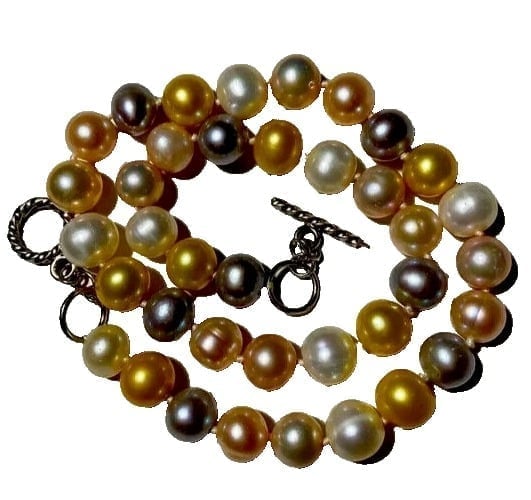 WV China Real South Sea Multicolor Pearl 10mm Necklace 925 Toggle Closure