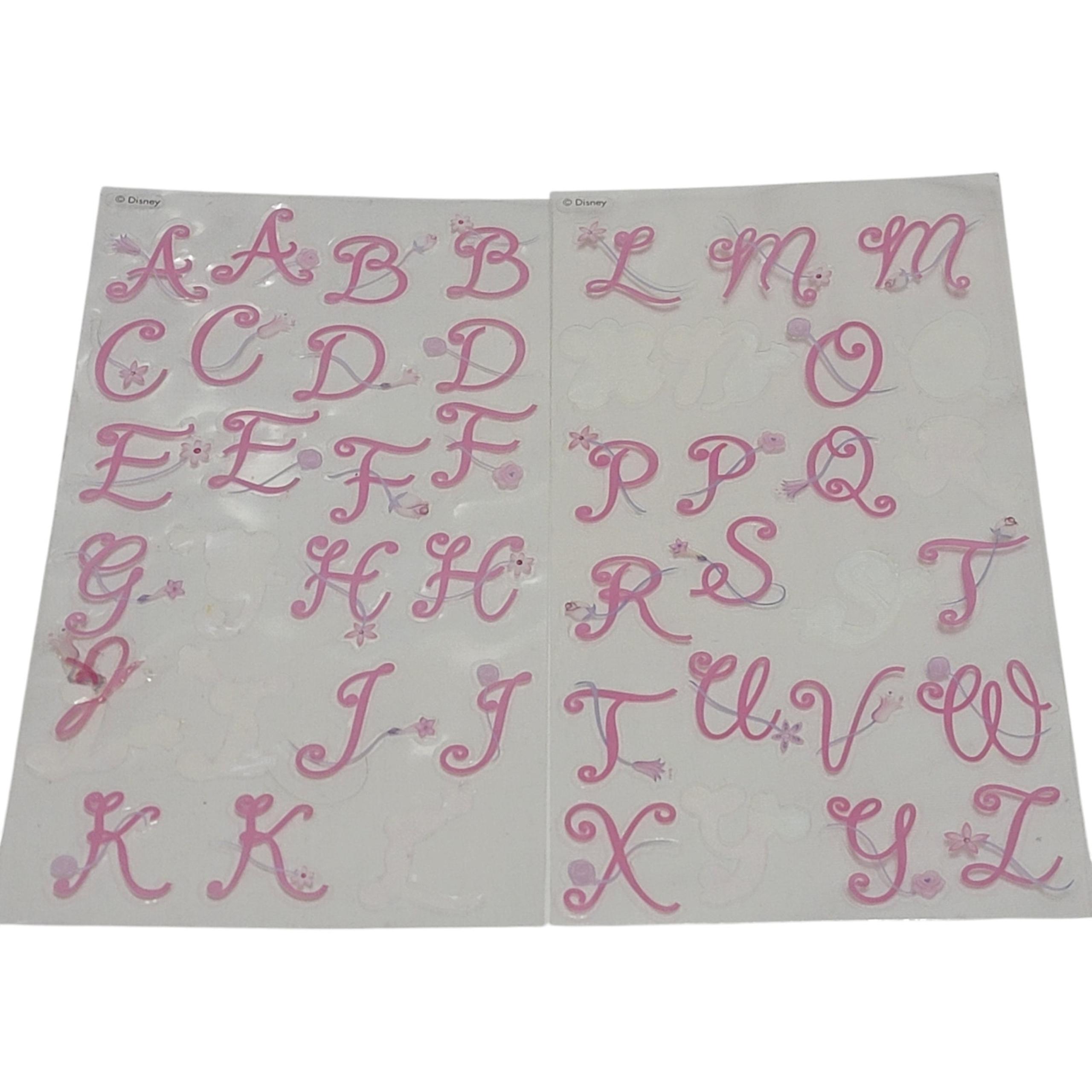 Disney ABC Stickers Pink Floral Flowers Script Scrapbooking Papercrafts Crafts