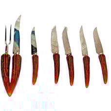 Vtg Sheffield Stag Faux Bone Handle Knives & Fork Crown Crest Stainless Steel