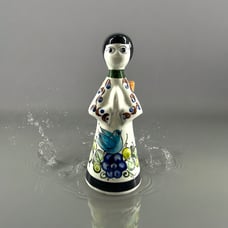 Vintage Tonala Folk Art Mexican Pottery Angel Candle Holder Bird Signed 8.5 in.
