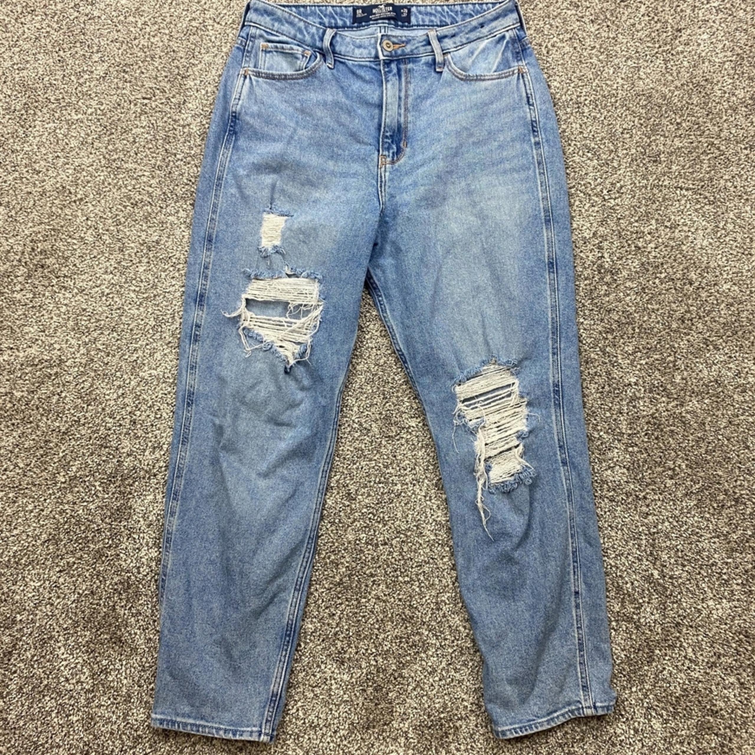 Hollister Jeans Women's 9R 29x26.5 Ultra High Rise Mom Distressed Light Wash Vin