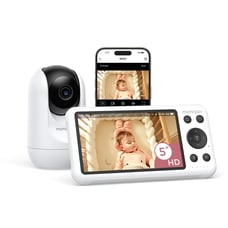 Momcozy Smart WiFi Baby Monitor with Camera and Audio, 5 1080P Screen with W...